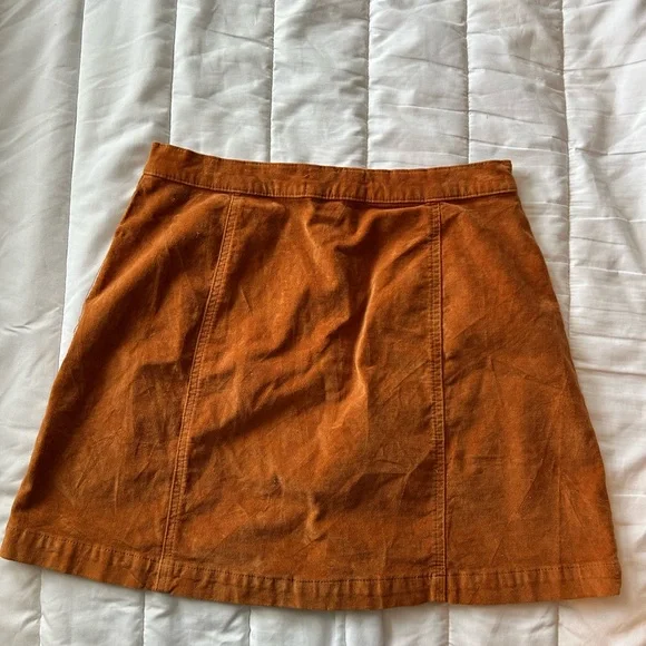 Urban Outfitters Burnt Orange Corduroy Button-up Mini Skirt - Picture 4 of 4
